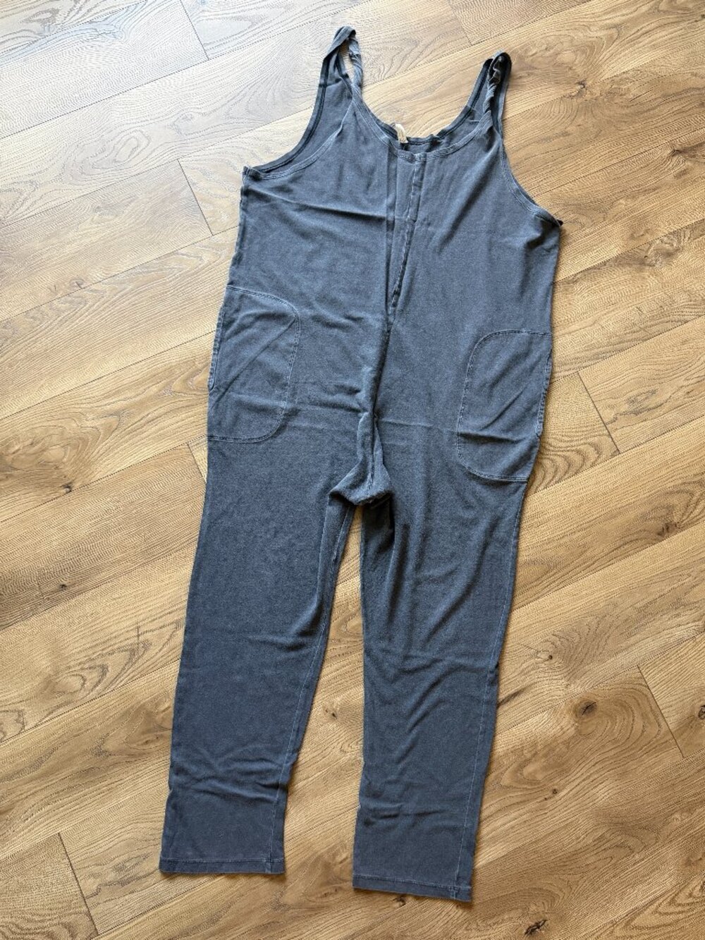 INTIMATELY Free People Charcoal Gray Cotton Jumpsuit Size: M